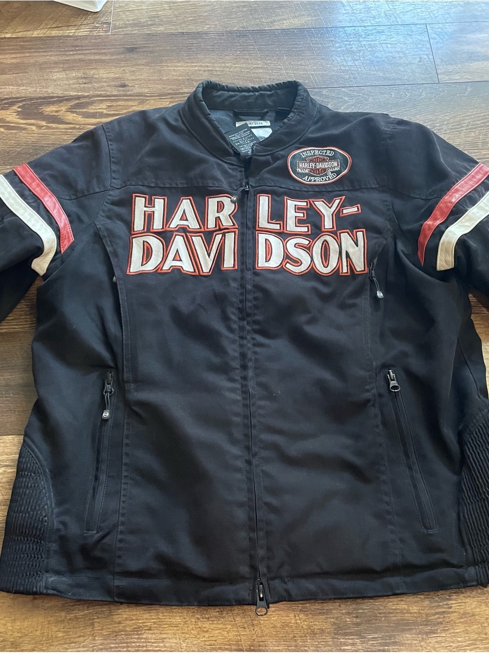 Harley-Davidson Black Jacket with Red & White Sleeve Stripes
